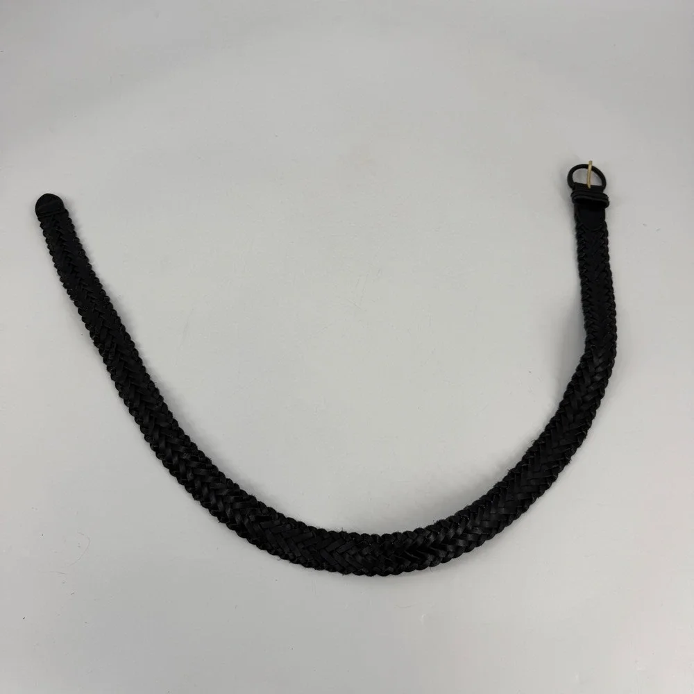 Surrey Braided Leather Belt Black Woven Stretch Casual Mens 42/44